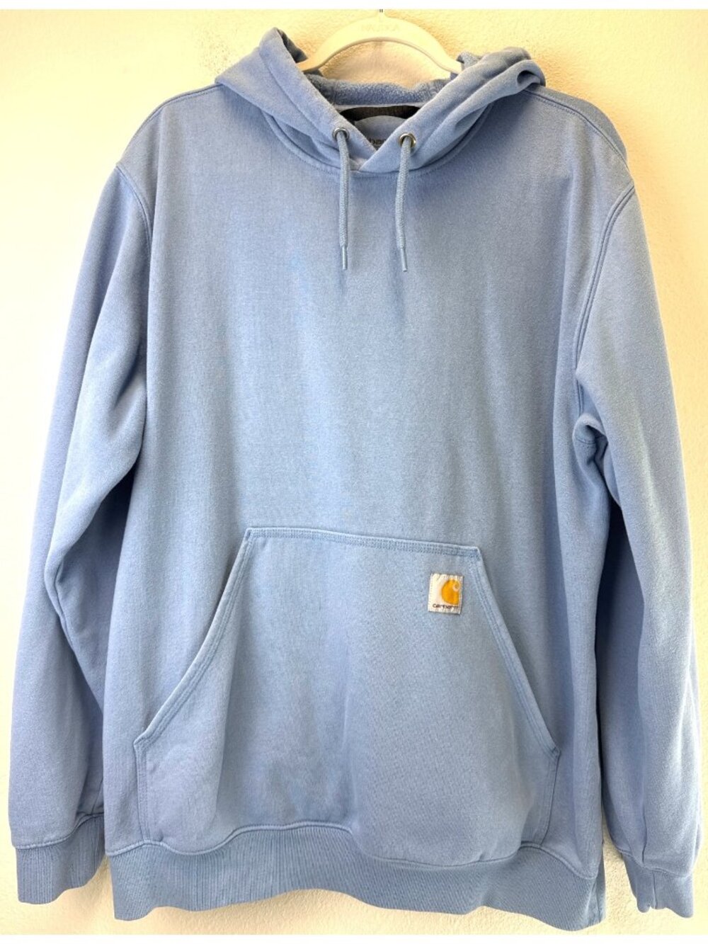 Carhartt Mens Loose Fit Hooded Sweatshirt In Light Blue With Kangaroo Pocket L